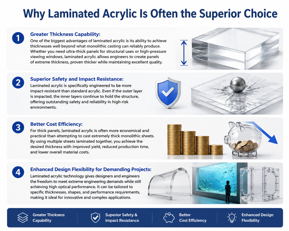 Why Laminated Acrylic Is Often the Superior Choice Por que o acrílico laminado costuma ser a escolha superior