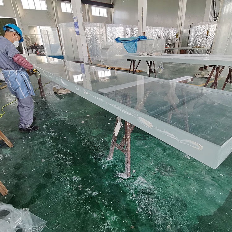 Piscina com painel de parede acr&iacute;lico