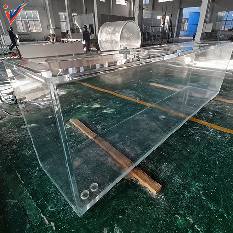 Mesa de centro de vidro de luxo para móveis domésticos com mesa de chá de aquário e tanque de peixes-leyu