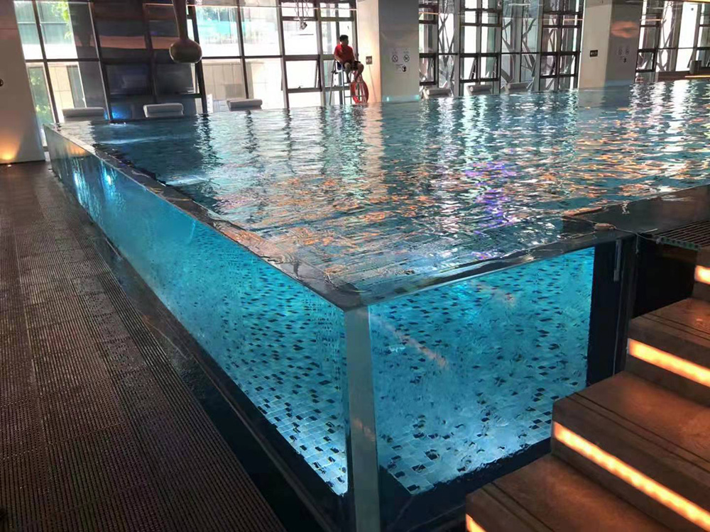 Painel de acrílico transparente para piscina externa acima do solo - leyu